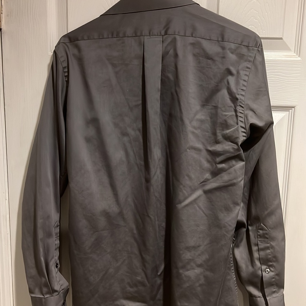 Arrow fitted sateen wrinkle free dress shirt 14.5 S small grey button down - Picture 2 of 3